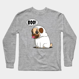 Funny Pug Ghost Halloween Long Sleeve T-Shirt